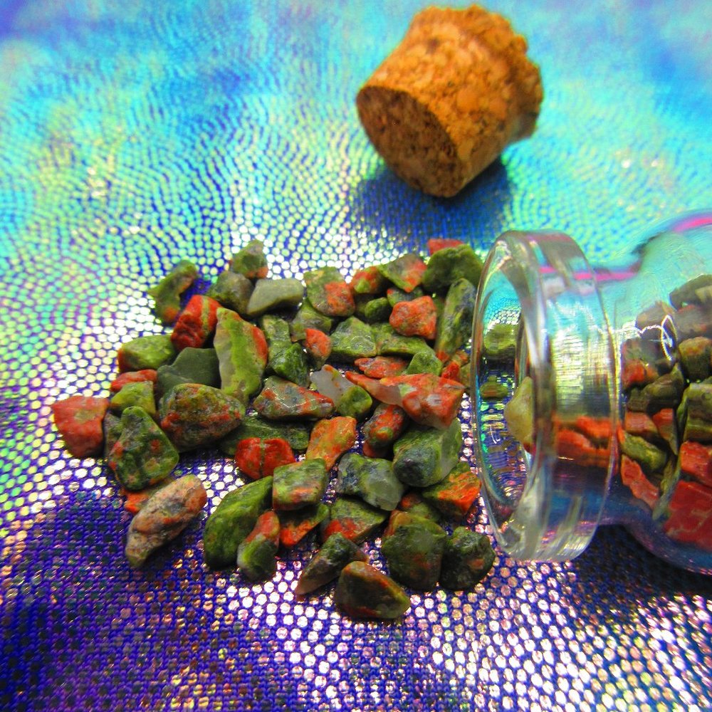 Unakite Jasper Gemstone Chips In A Bottle Embellishments Natural Semi Precious